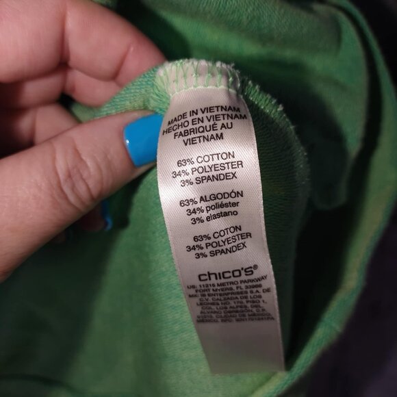 Weekends by Chico's Women's L Green 3/4 Sleeve‎ Pullover Sweatshirt Style Top - Picture 8 of 10